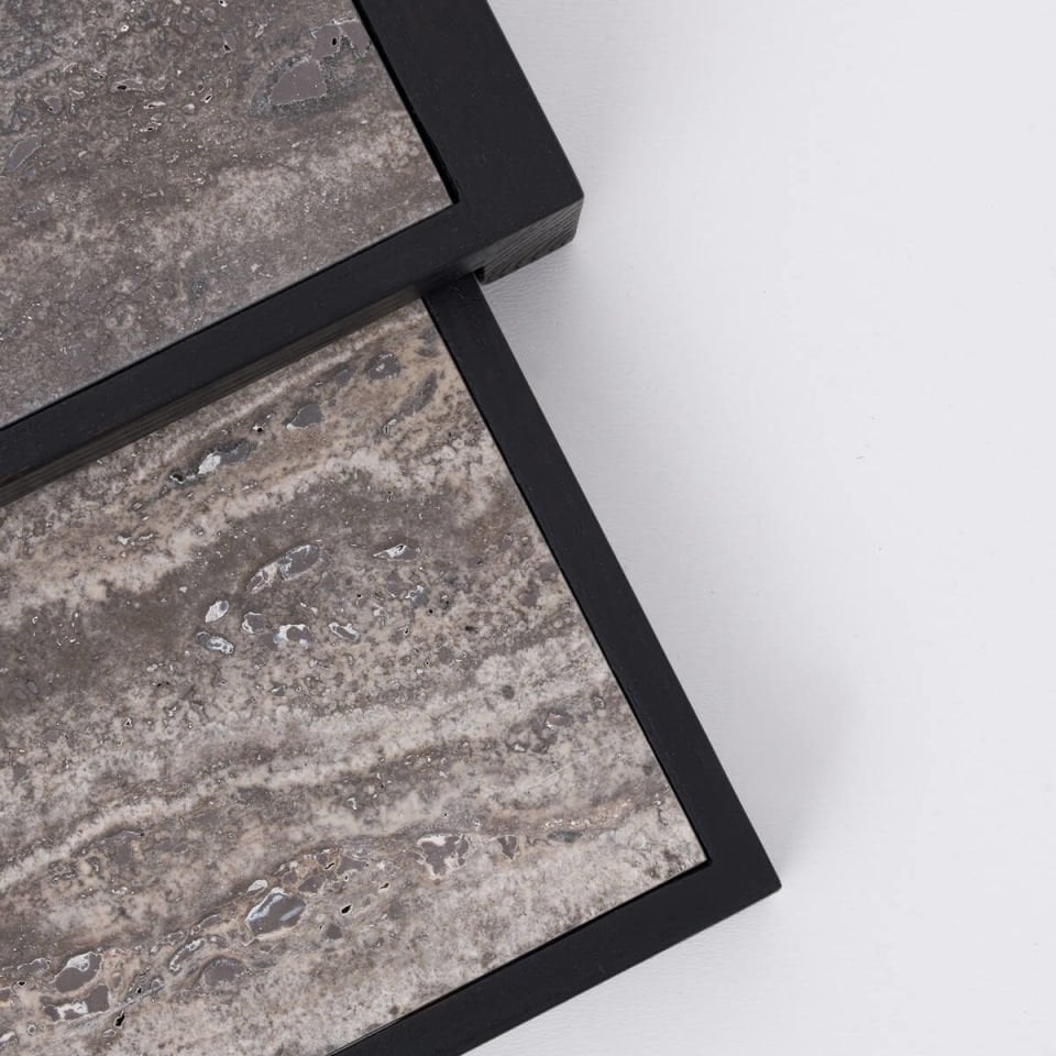 Mermerli Ahşap Tepsi Seti – EDGE Serisi Black