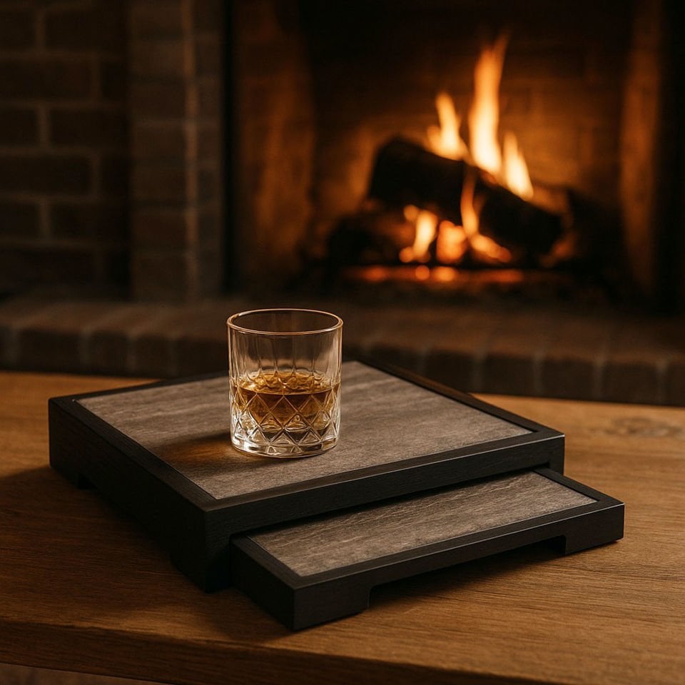 Marble Wooden Presentation Tray Set – EDGE Series Dark