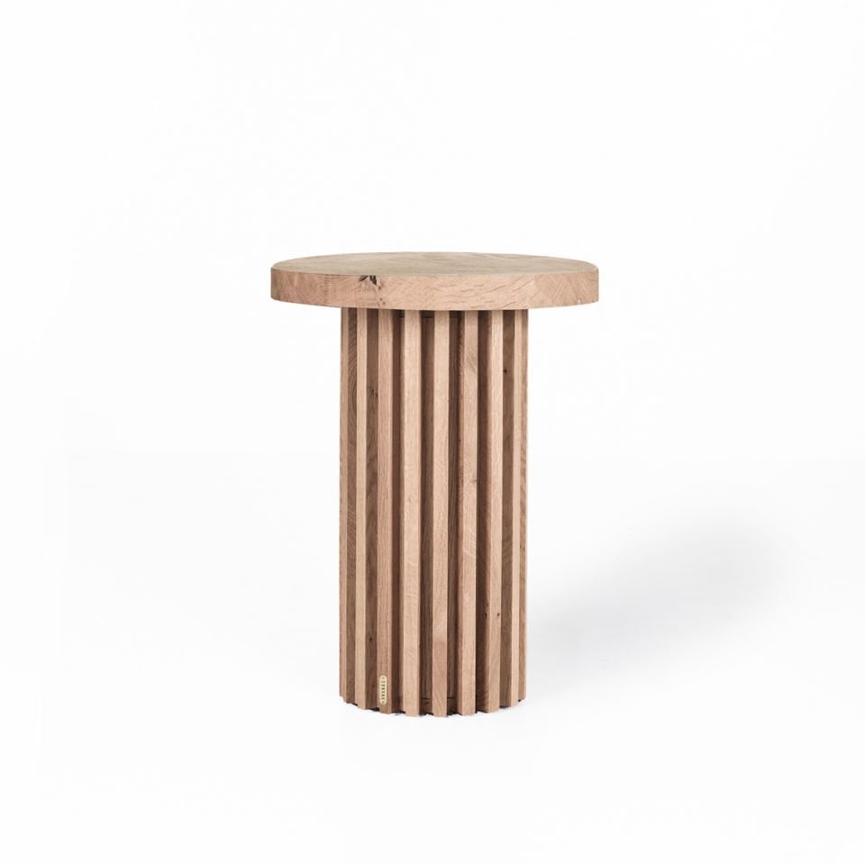 Masif Ahşap Yuvarlak Sehpa - DOCIA Serisi, Uzun Raw