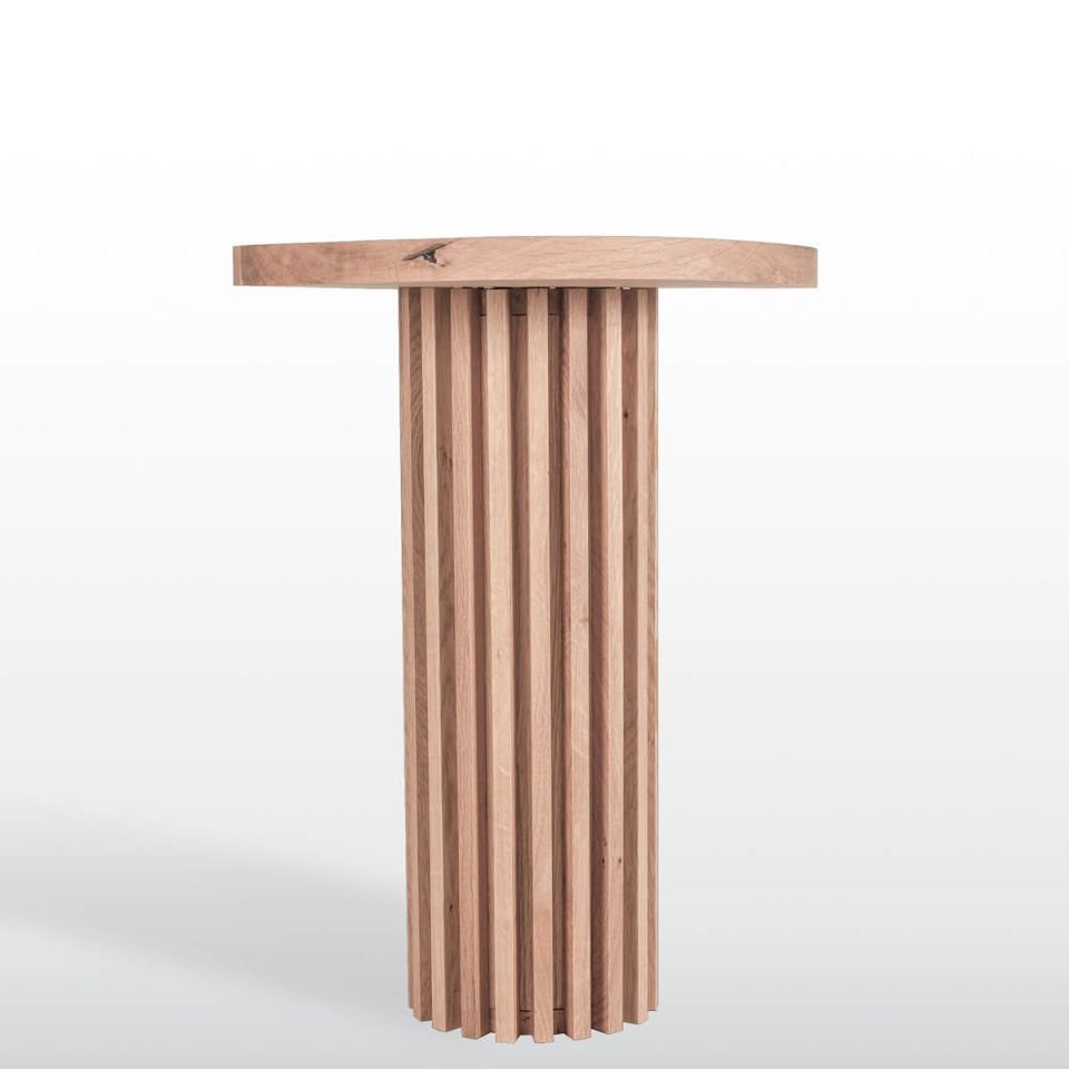 Masif Ahşap Yuvarlak Sehpa - DOCIA Serisi, Uzun Raw