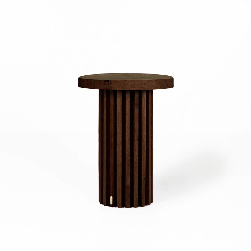 Masif Ahşap Yuvarlak Sehpa - DOCIA Serisi, Uzun Forest