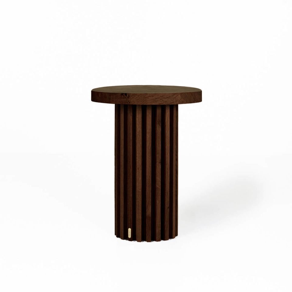 Masif Ahşap Yuvarlak Sehpa - DOCIA Serisi, Uzun Forest