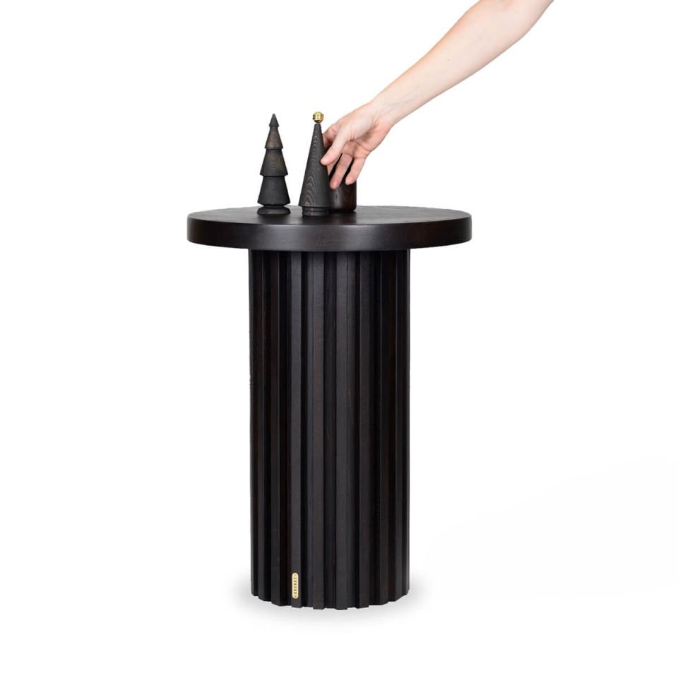 Solid Wood Round Side/Center Table – DOCIA Series Dark