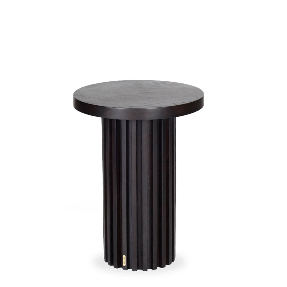 Solid Wood Round Side/Center Table – DOCIA Series Dark