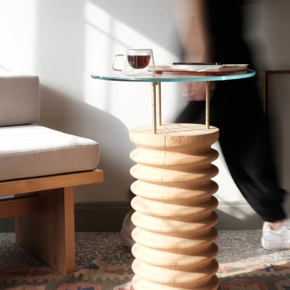 Yuvarlak Cam, Sedir Yan/Orta Sehpa – SOFRA Serisi Raw