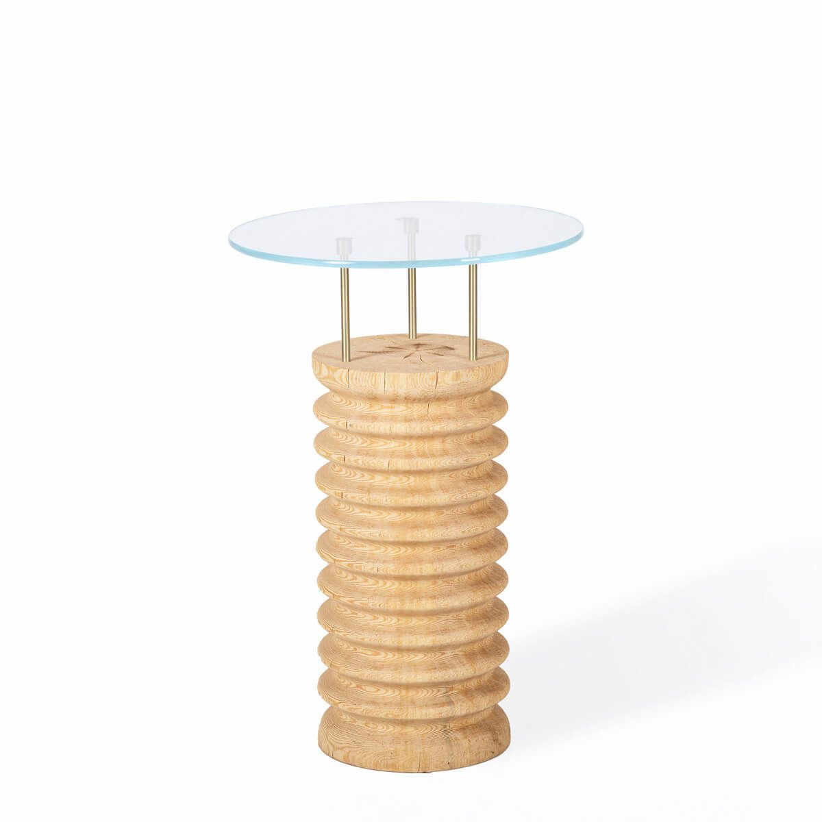 Round Glass, Cedar Side/Center Table – SOFRA Series Honey