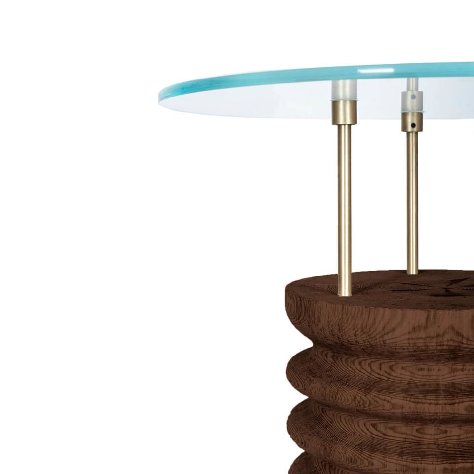 Round Glass, Cedar Side/Center Table – SOFRA Series Forest