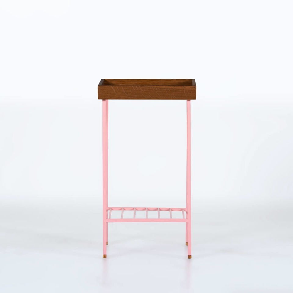 Ahşap Yan Sehpa– EDGE Serisi, Orta Boy Forest - PEMBE