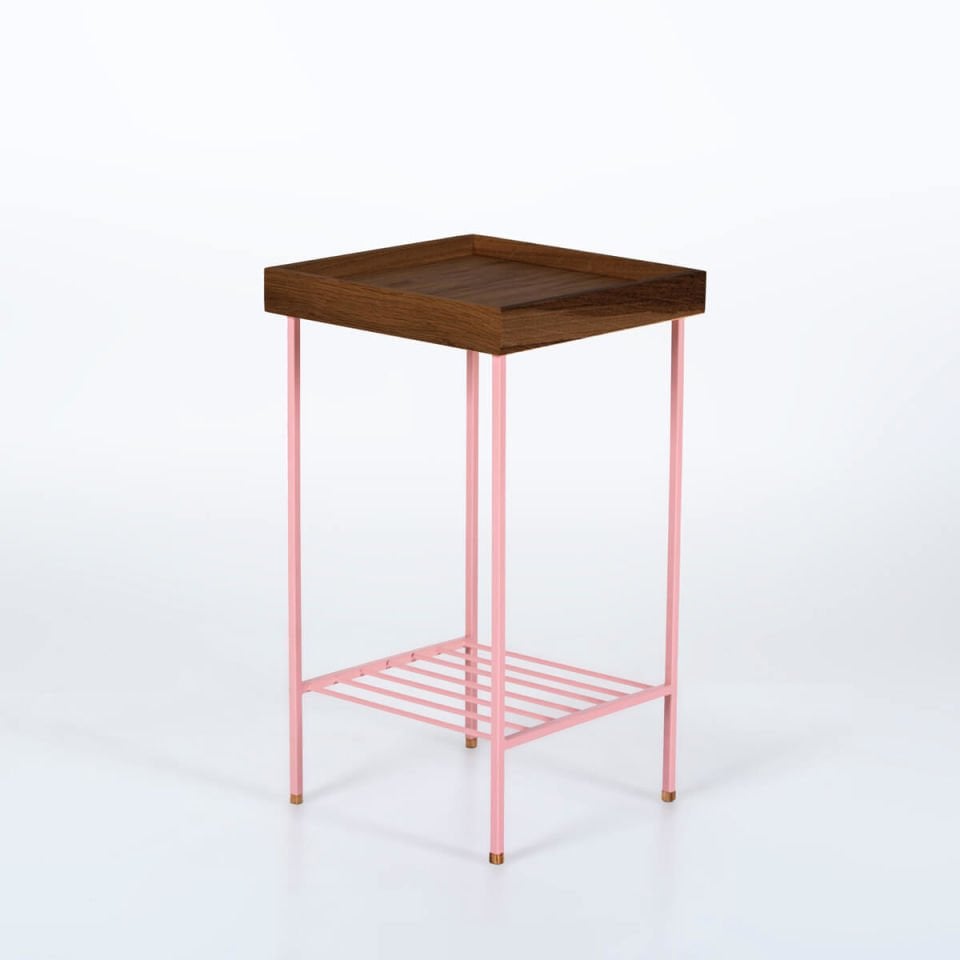 Ahşap Yan Sehpa– EDGE Serisi, Orta Boy Forest - PEMBE