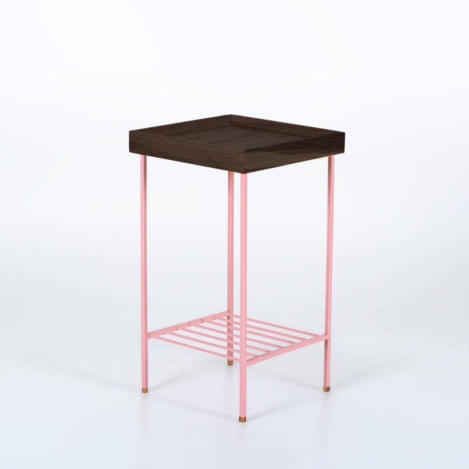 Ahşap Yan Sehpa– EDGE Serisi, Orta Boy Dark - PEMBE