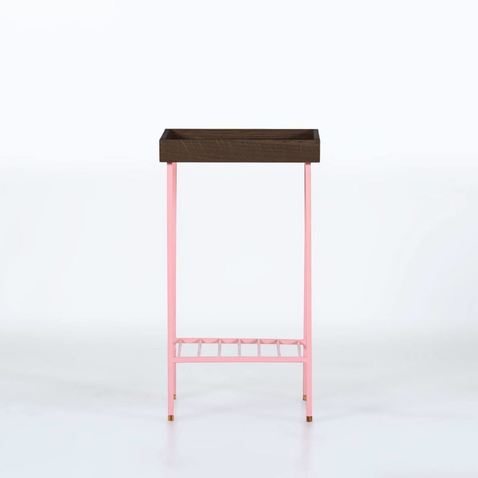 Ahşap Yan Sehpa– EDGE Serisi, Orta Boy Dark - PEMBE