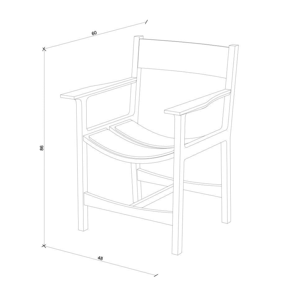 Ahşap Sandalye 1 - BENT Serisi, Döşemeli Dark