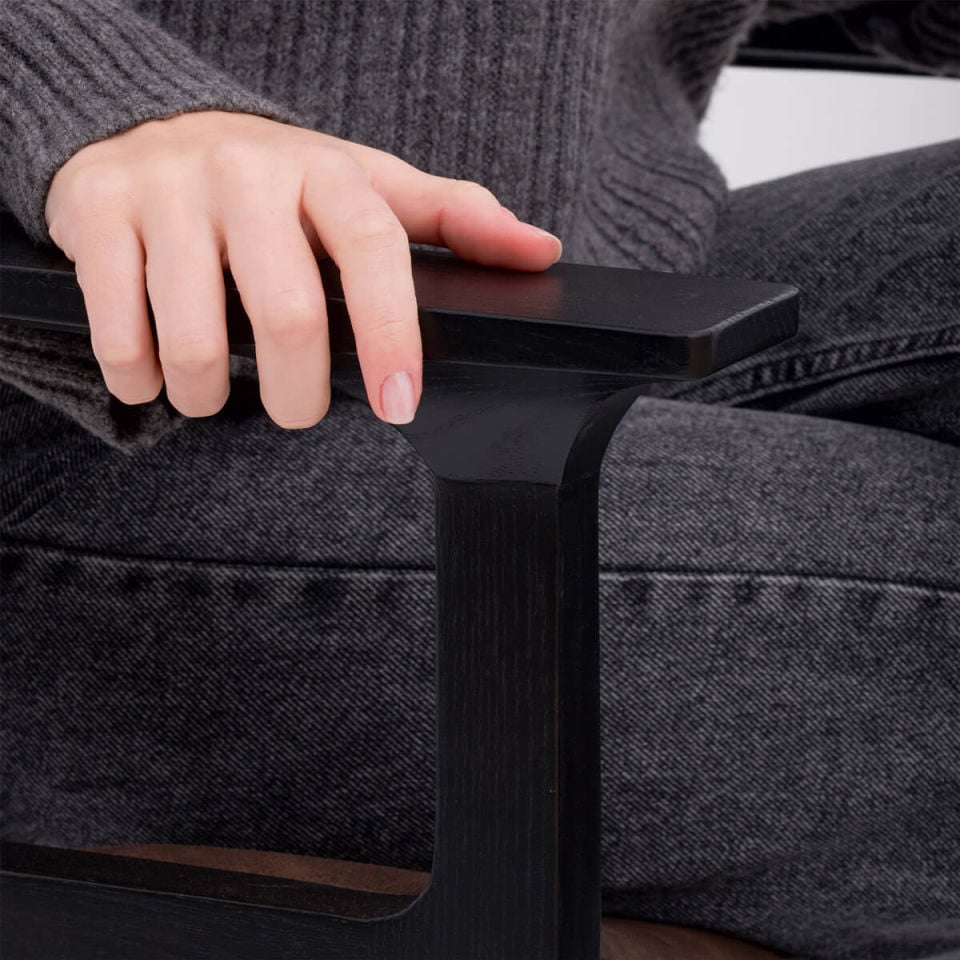 Masif Ahşap Kolçaklı Sandalye - BENT Serisi, Döşemeli Black