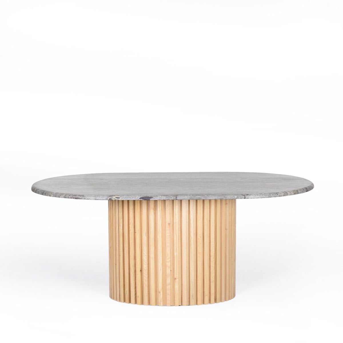 Travertine Oval Coffee Table, Oak – DOCIA Series Raw