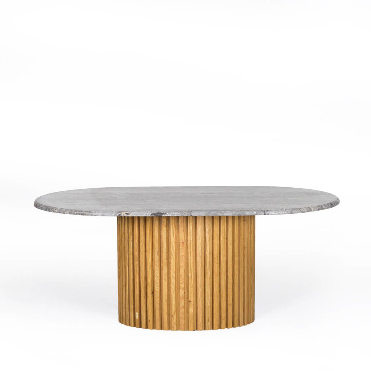 Travertine Oval Coffee Table, Oak – DOCIA Series Honey