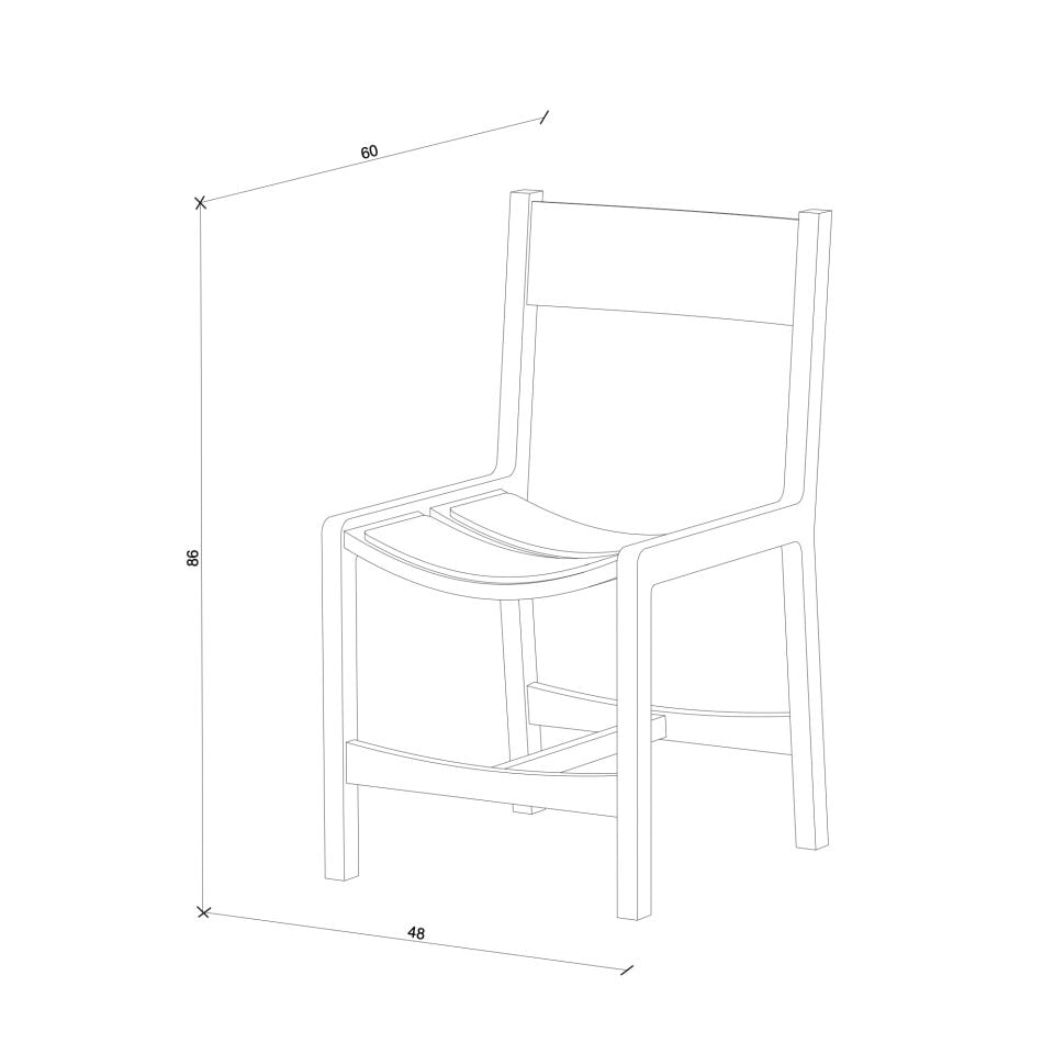 Ahşap Sandalye 2 - BENT Serisi, Döşemeli Dark