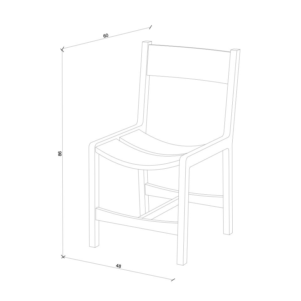 Solid Oak Chair 2 - BENT Series Raw