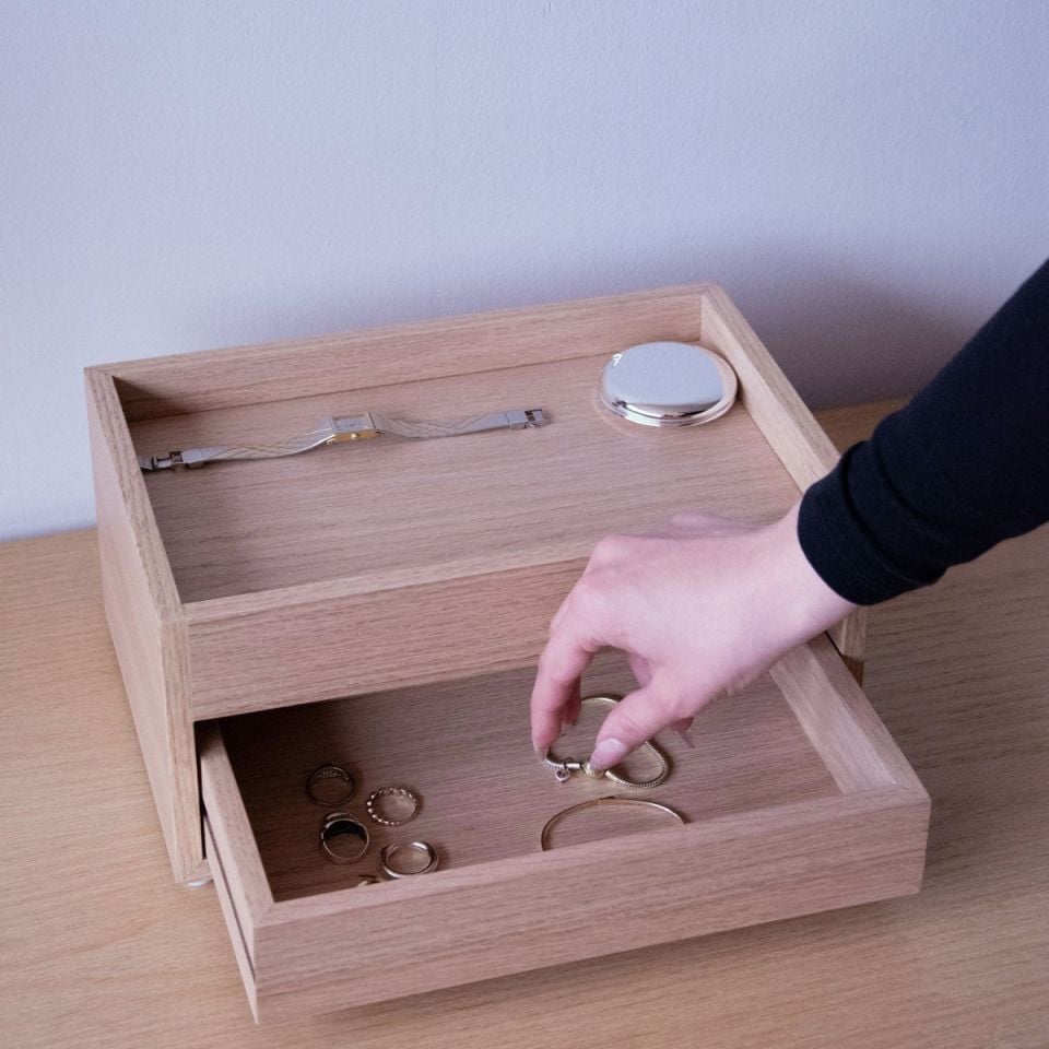 PARAMARIBO Organizer / Jewelry Box, Oak Raw