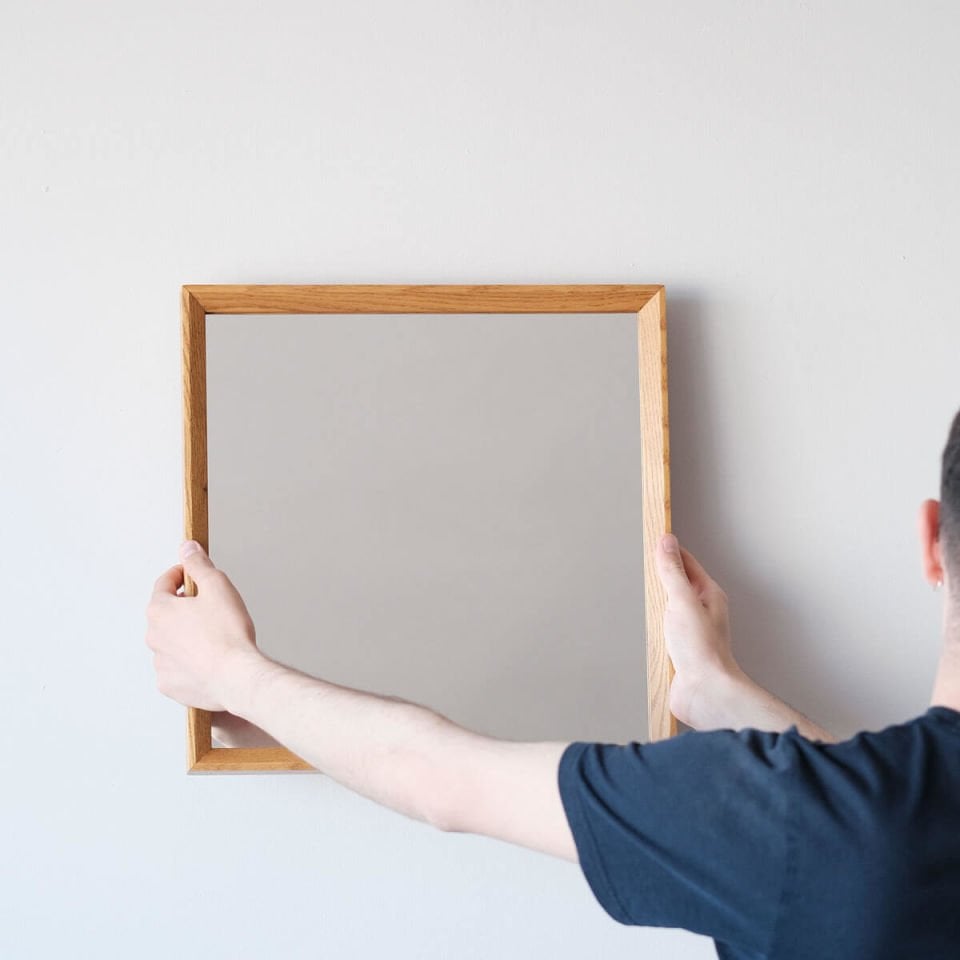 Wooden Framed Mirror, 40x40 Square – REGULAR Series Raw