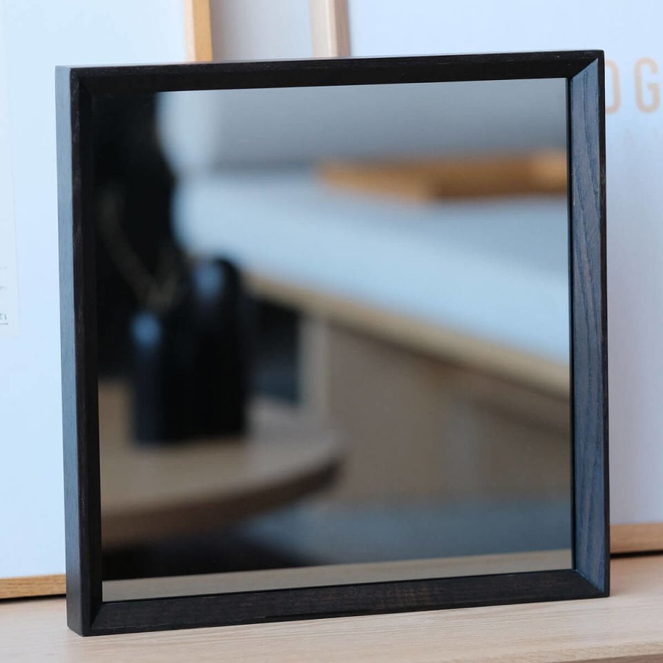 Wooden Framed Mirror, 40x40 Square – REGULAR Series Dark