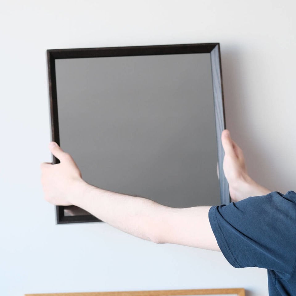 Wooden Framed Mirror, 40x40 Square – REGULAR Series Dark