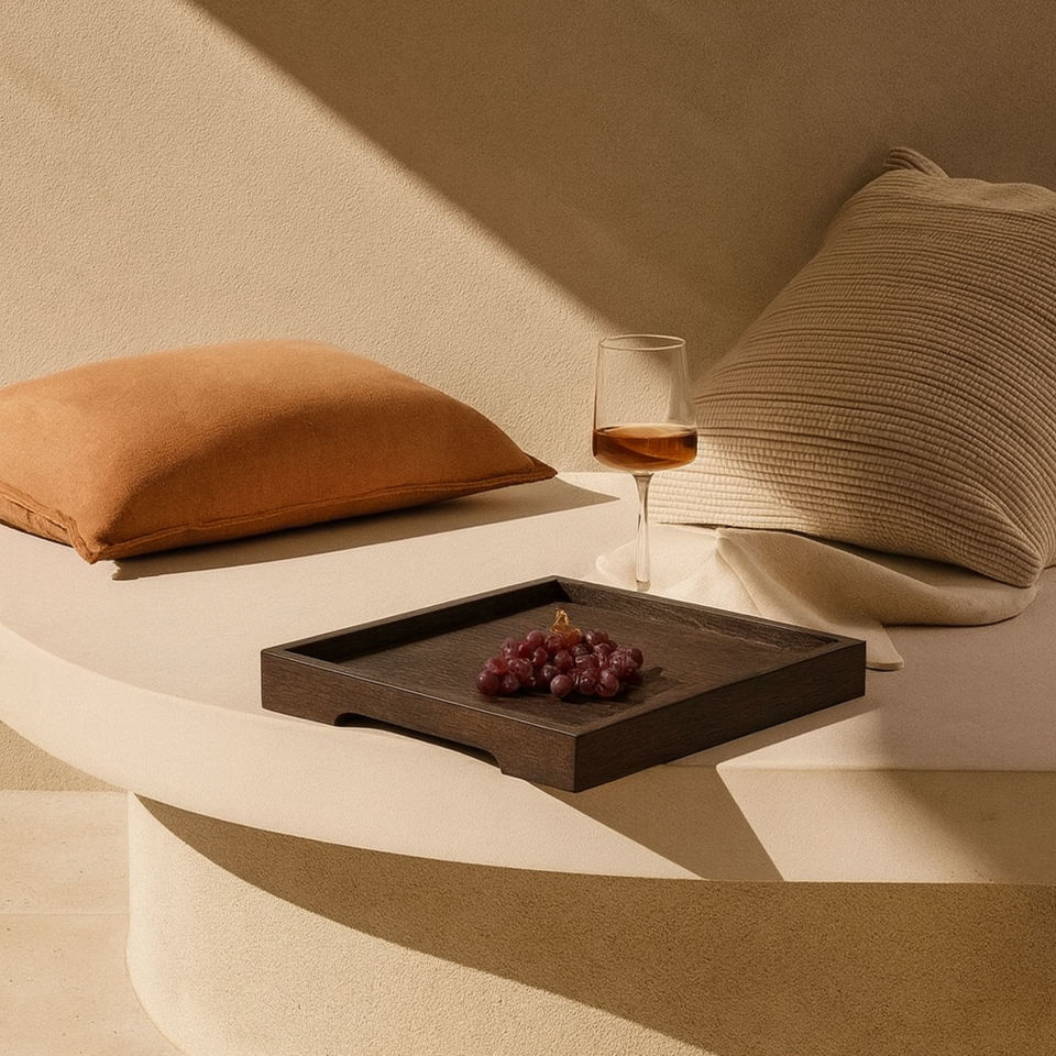 Solid Oak Serving Tray – EDGE Series, Square Dark