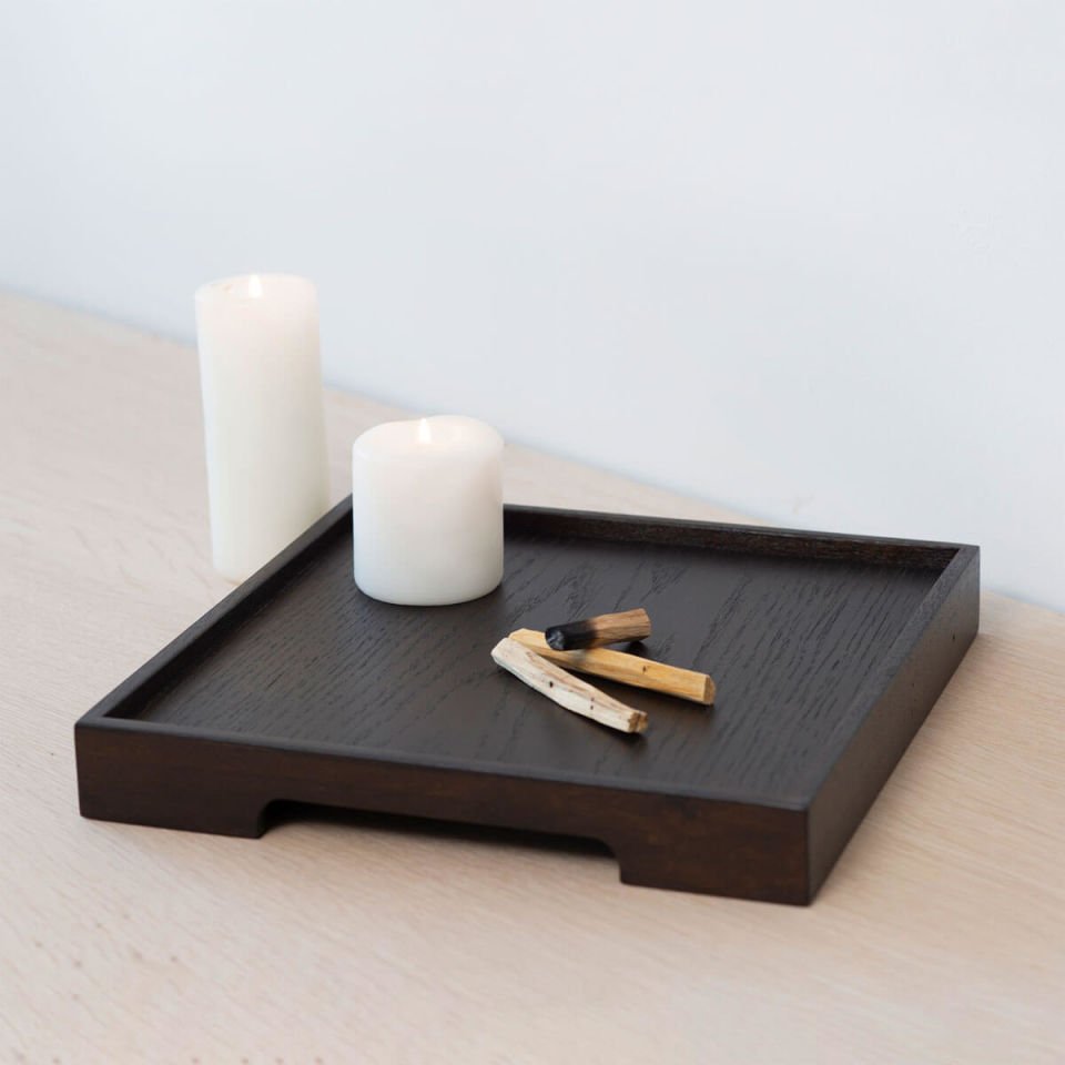 Solid Oak Serving Tray – EDGE Series, Square Dark