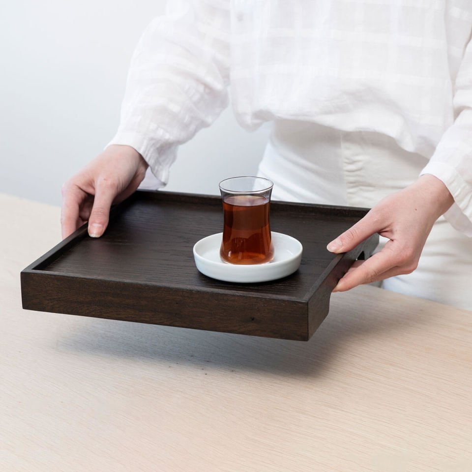 Solid Oak Serving Tray – EDGE Series, Square Dark
