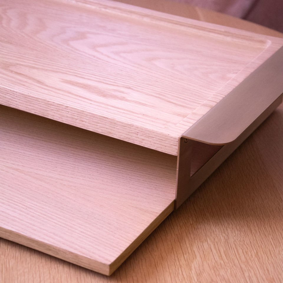 Ahşap Servis Tepsisi Seti, Gold Eskitme Detaylı Raw