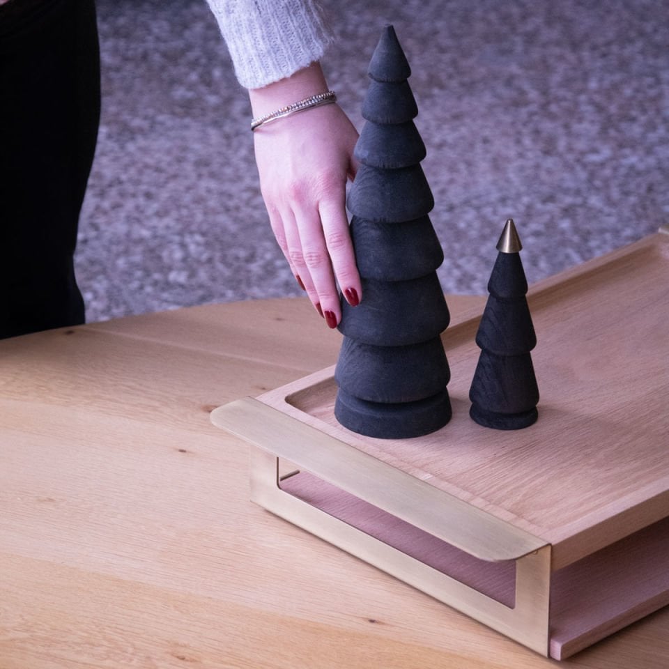 Ahşap Servis Tepsisi Seti, Gold Eskitme Detaylı Raw