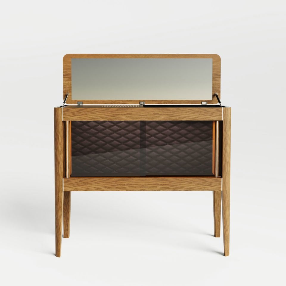 Masif Meşe Yatay İçki Dolabı - CASABLANCA Mix Vitrin Serisi Honey