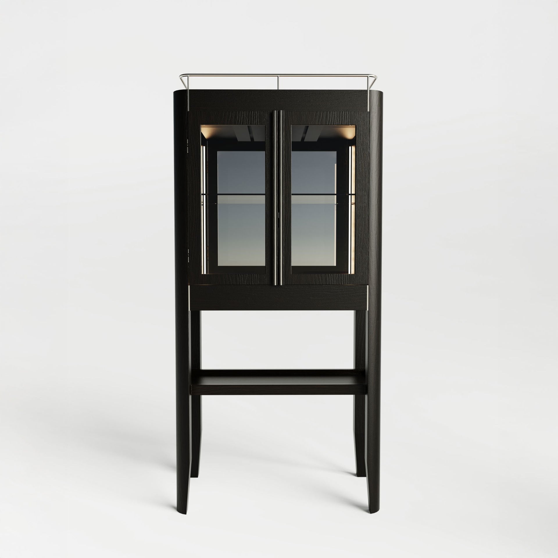 Masif Ahşap Dikey İçki / Kokteyl Dolabı - CASABLANCA High Vitrin Serisi Dark