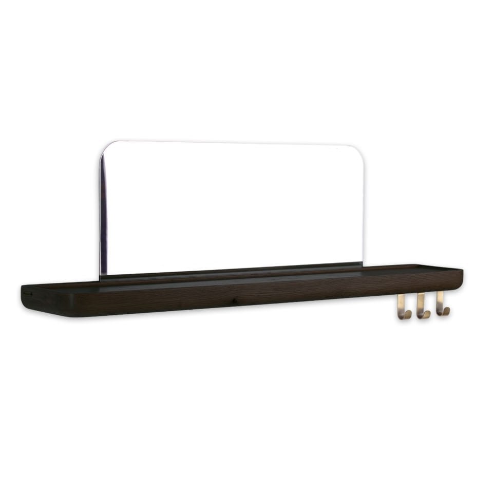 Aynalı Masif Meşe Uçan Raf: Orta Boy Dark