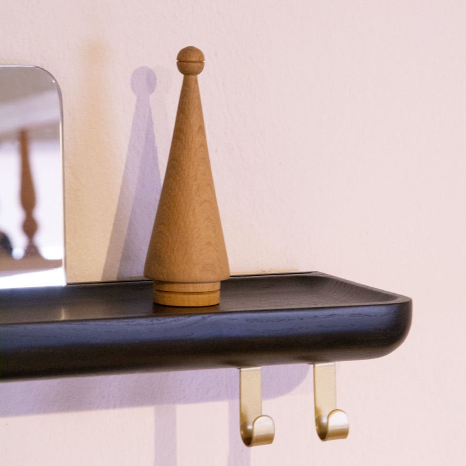 Aynalı Ahşap Uçan Raf – Orta Boy Dark