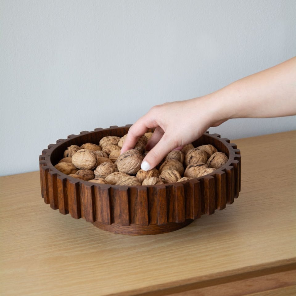 Masif Ahşap Dönen Servis Tepsisi -  DOCIA Serisi Forest