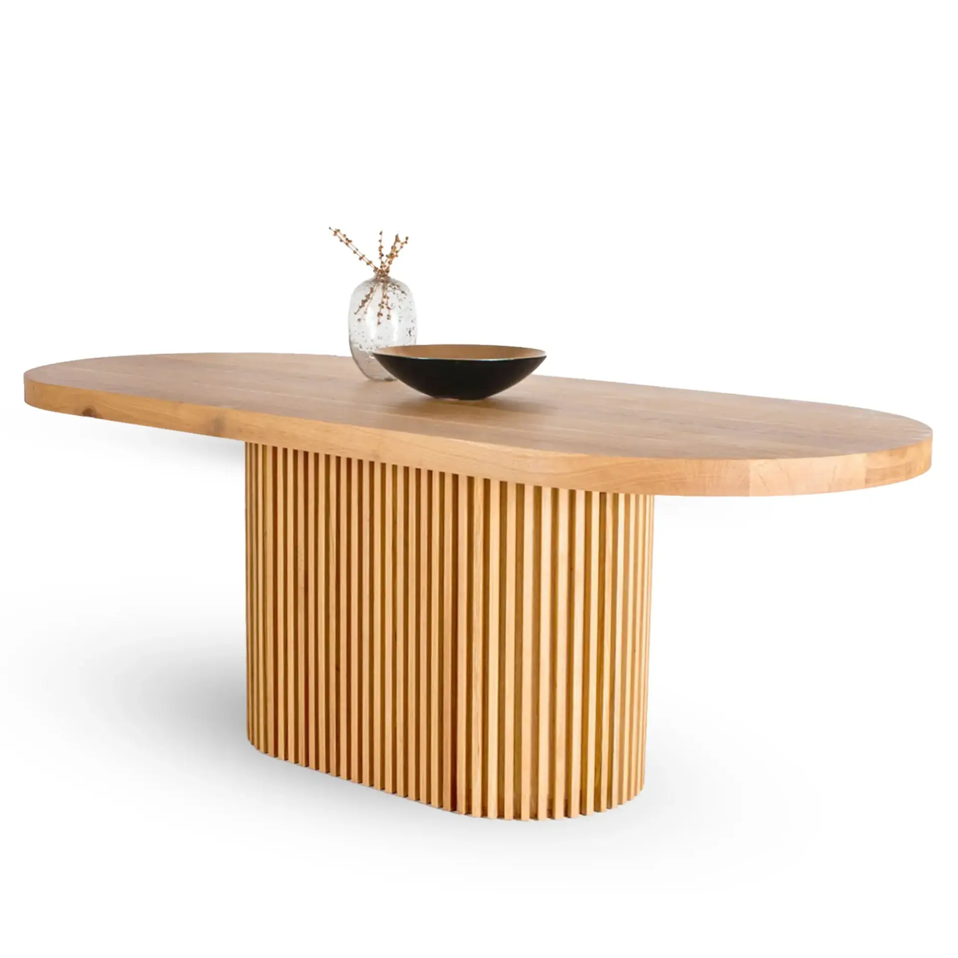 Masif Ahşap Oval Yemek Masası  - DOCIA Serisi Raw