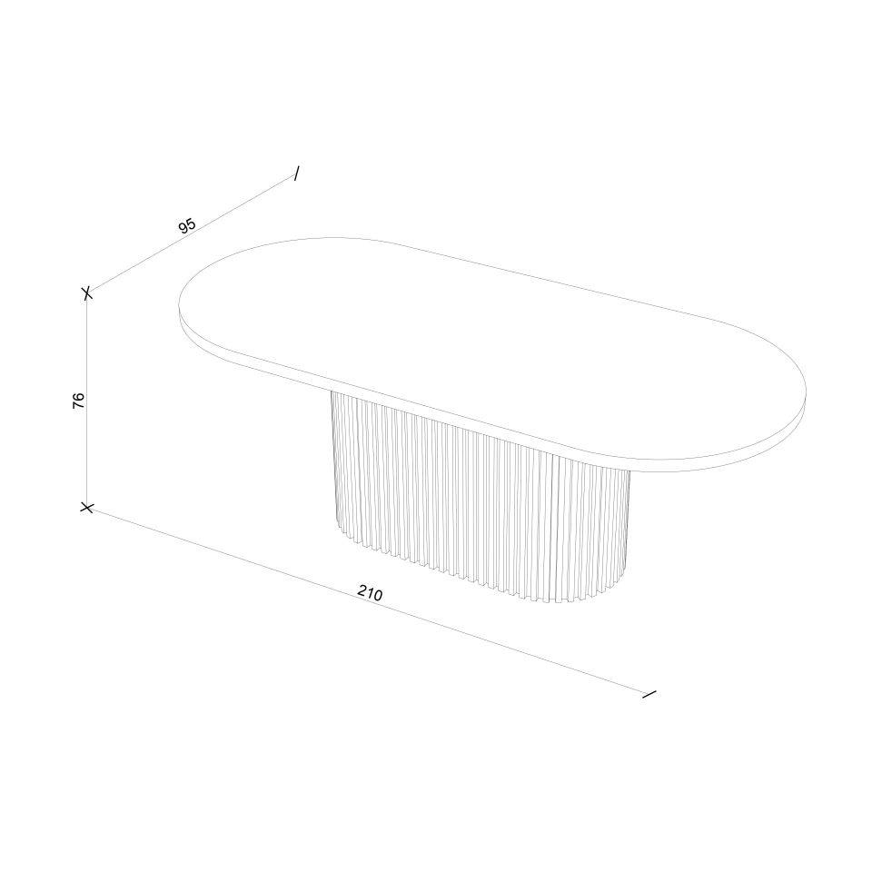 Masif Ahşap Oval Yemek Masası  - DOCIA Serisi Raw