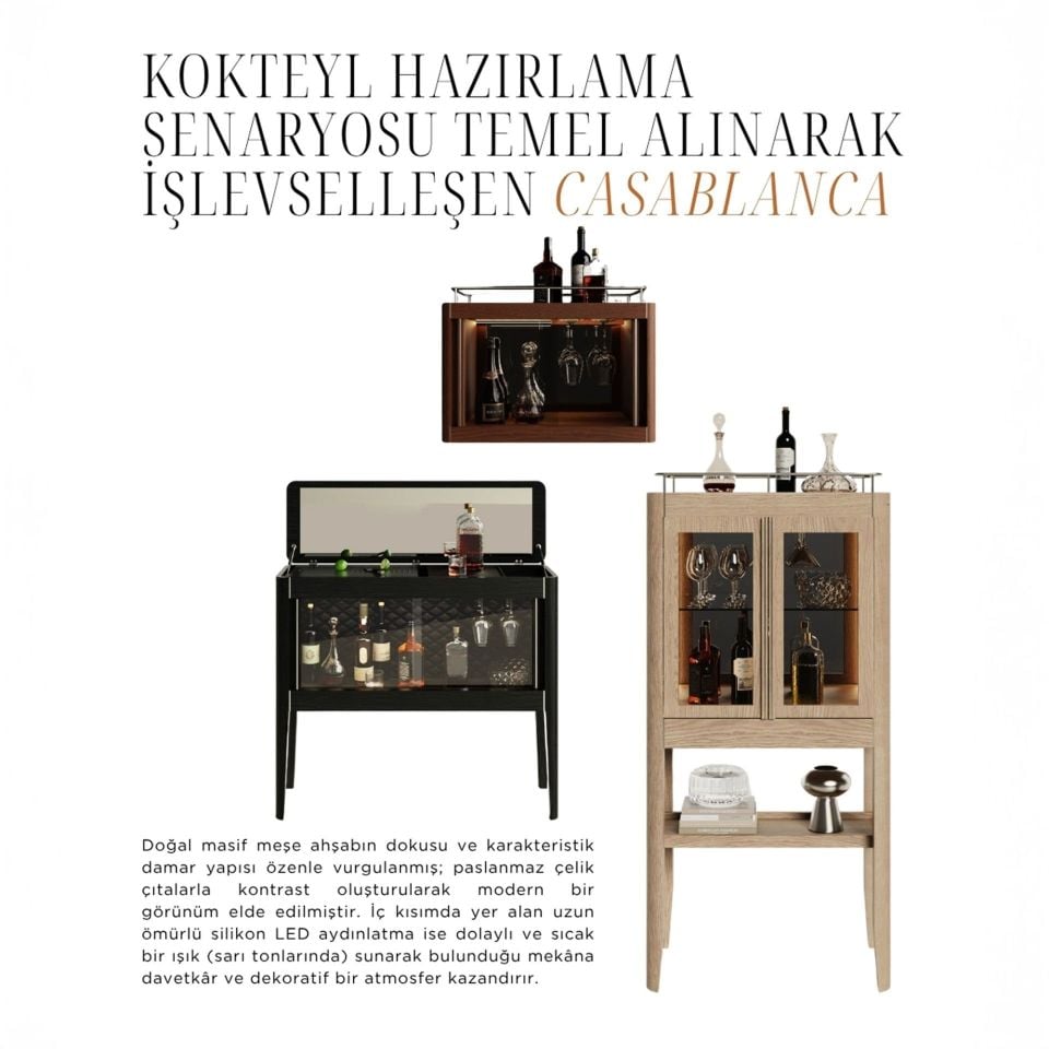 İçki Dolabı - CASABLANCA Mix Vitrin Serisi Dark