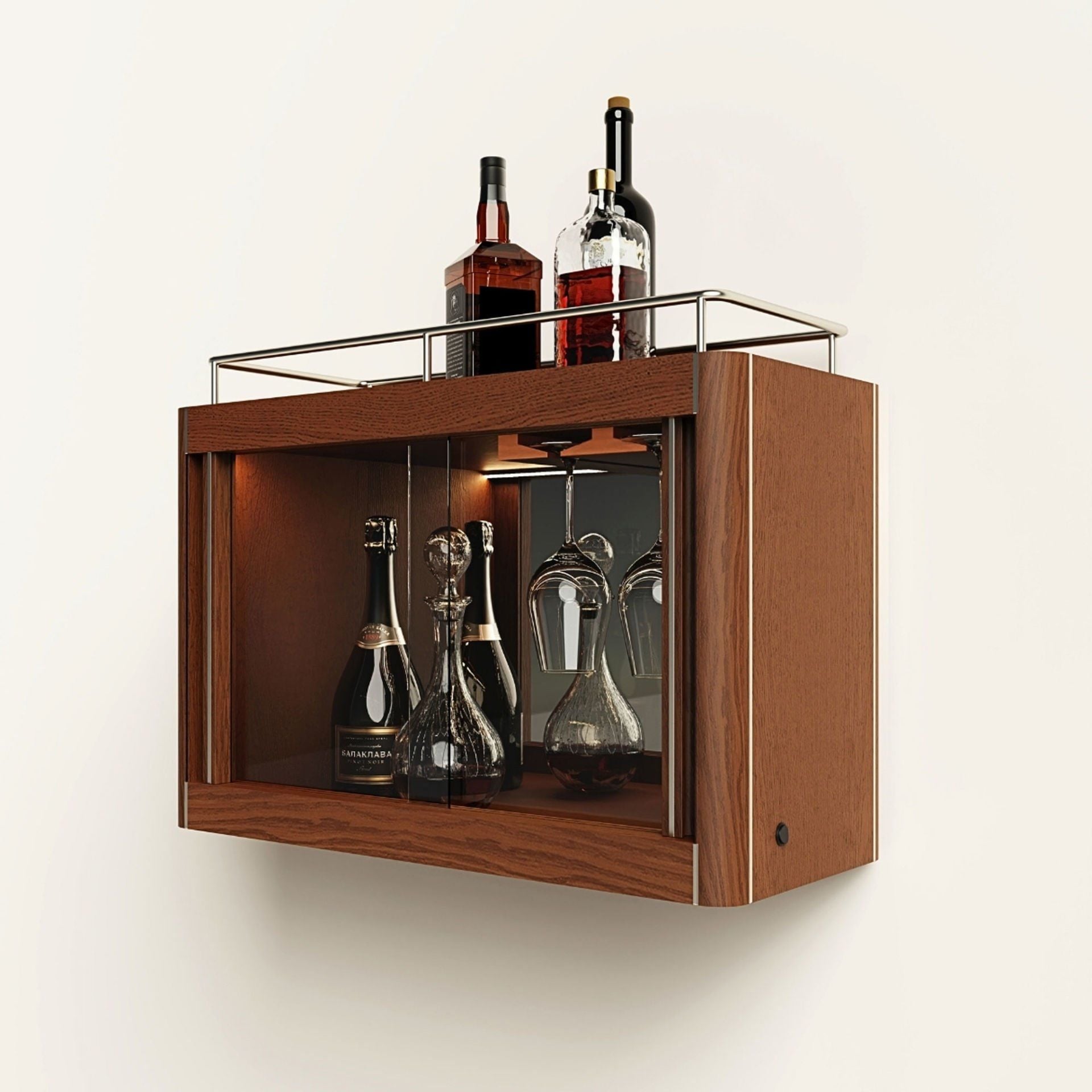 Masif Meşe İçki Dolabı -  CASABLANCA Wall Vitrin Serisi Forest