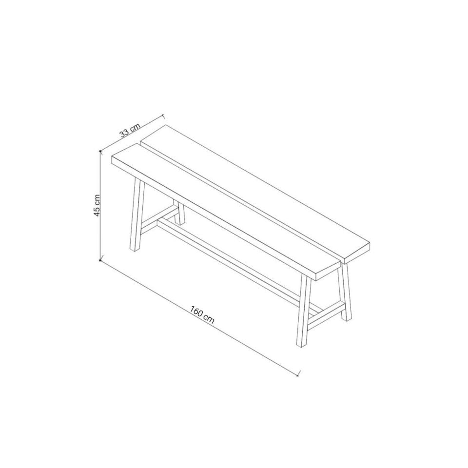 Masif Meşe Bank – PI Serisi Honey - 160 CM