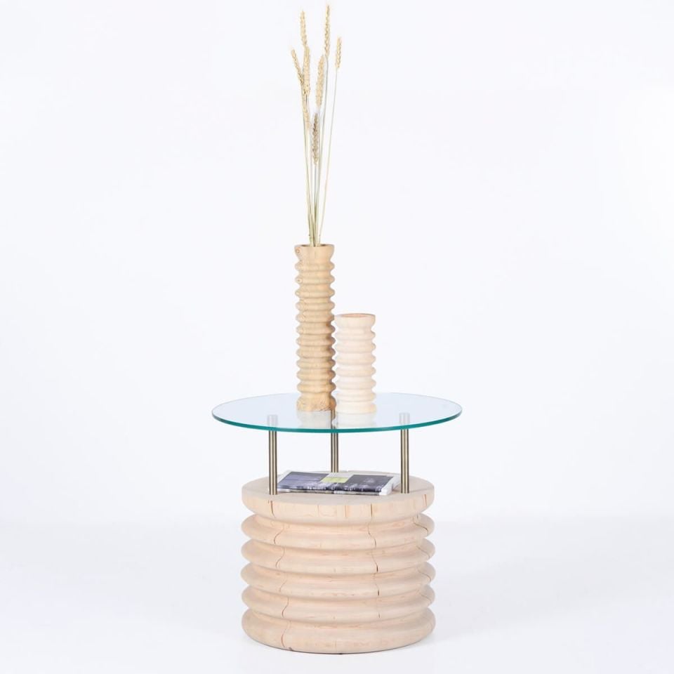 Yuvarlak Cam, Sedir Kısa Yan Sehpa – SOFRA Serisi Raw