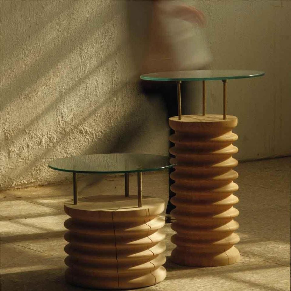 Yuvarlak Cam, Sedir Kısa Yan Sehpa – SOFRA Serisi Raw