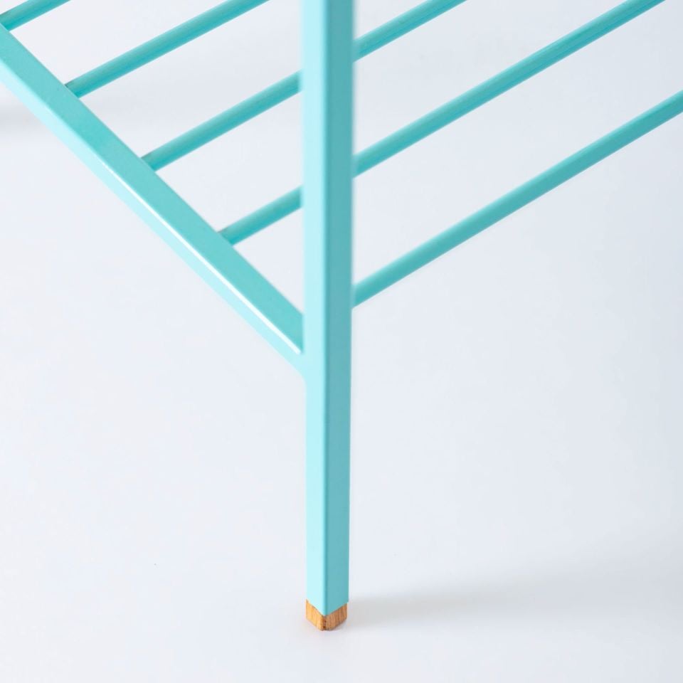 Masif Ahşap Yan Sehpa / Saksılık Set– EDGE Serisi, Metal Ayaklı Honey - YEŞİL