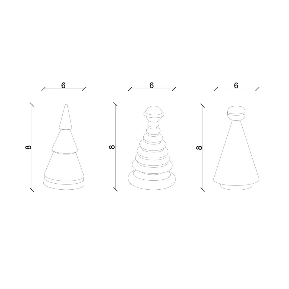 Wooden Christmas Tree Set – Green Cedar with Ceramic Top, Small Red Wine