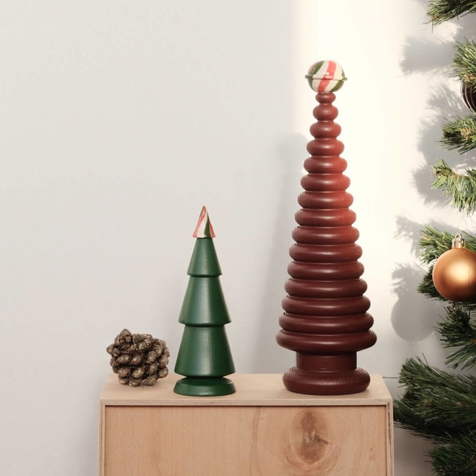 Seramik Başlıklı Büyük Boy Yılbaşı Ağacı Seti Red Wine