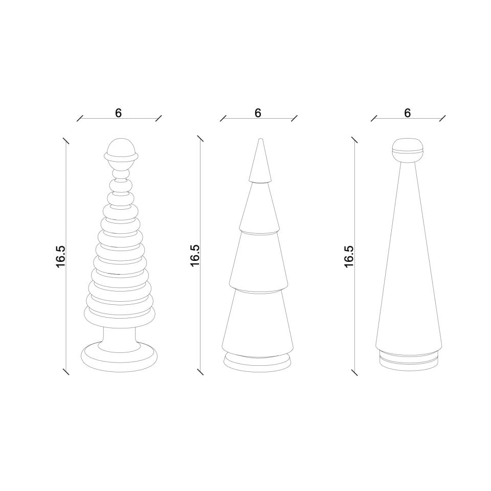 Wooden Christmas Tree Set – Bronze Headed Cedar, Medium Dark