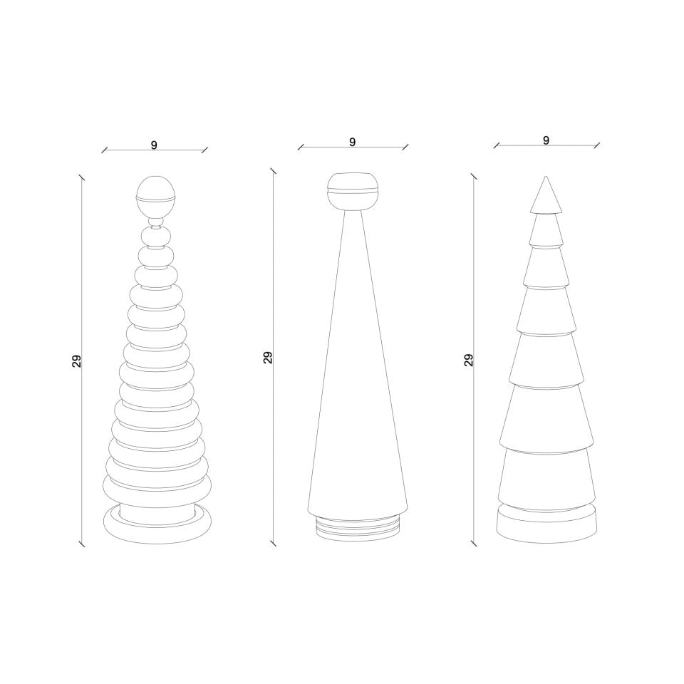 Wooden Christmas Tree Set – Brass Headed Cedar, Large Dark