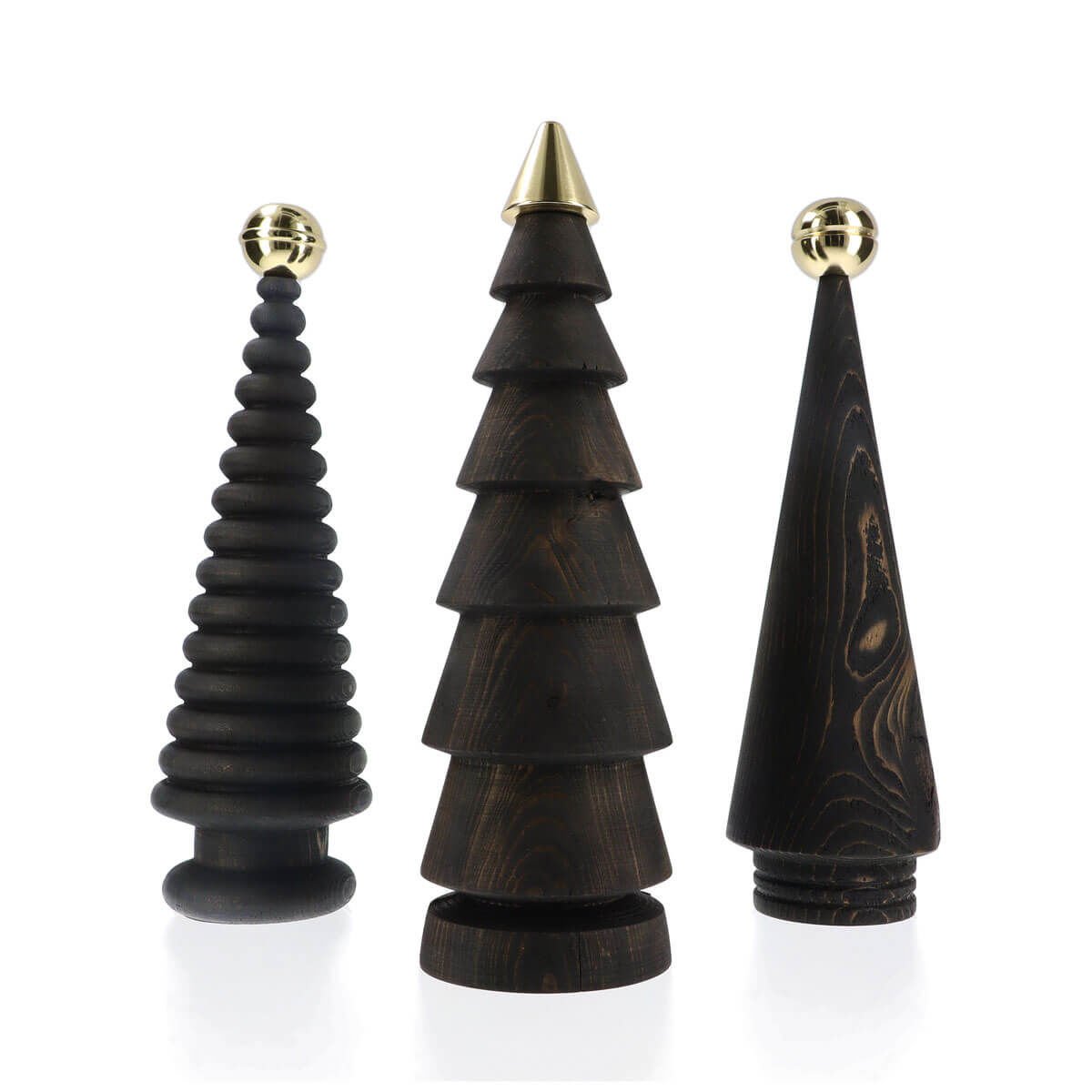 Wooden Christmas Tree Set – Brass Headed Cedar, Large Dark
