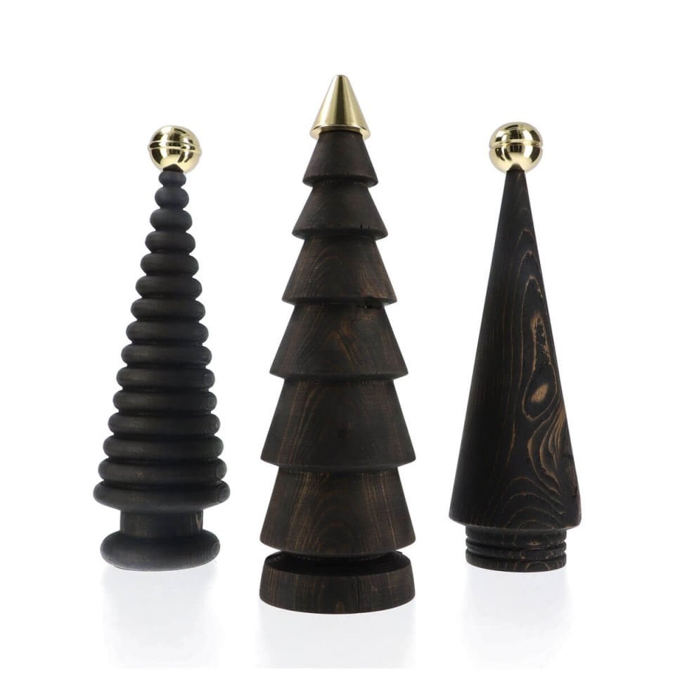 Wooden Christmas Tree Set – Brass Headed Cedar, Large Dark
