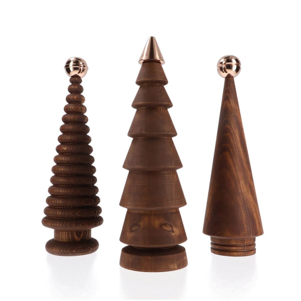 Wooden Christmas Tree Set – Bronze Headed Cedar, Large Forest